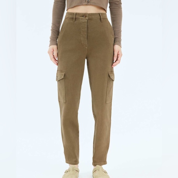 Aritzia Wilfred Free Tan Straight Leg Cargo Jeans - Picture 4 of 5